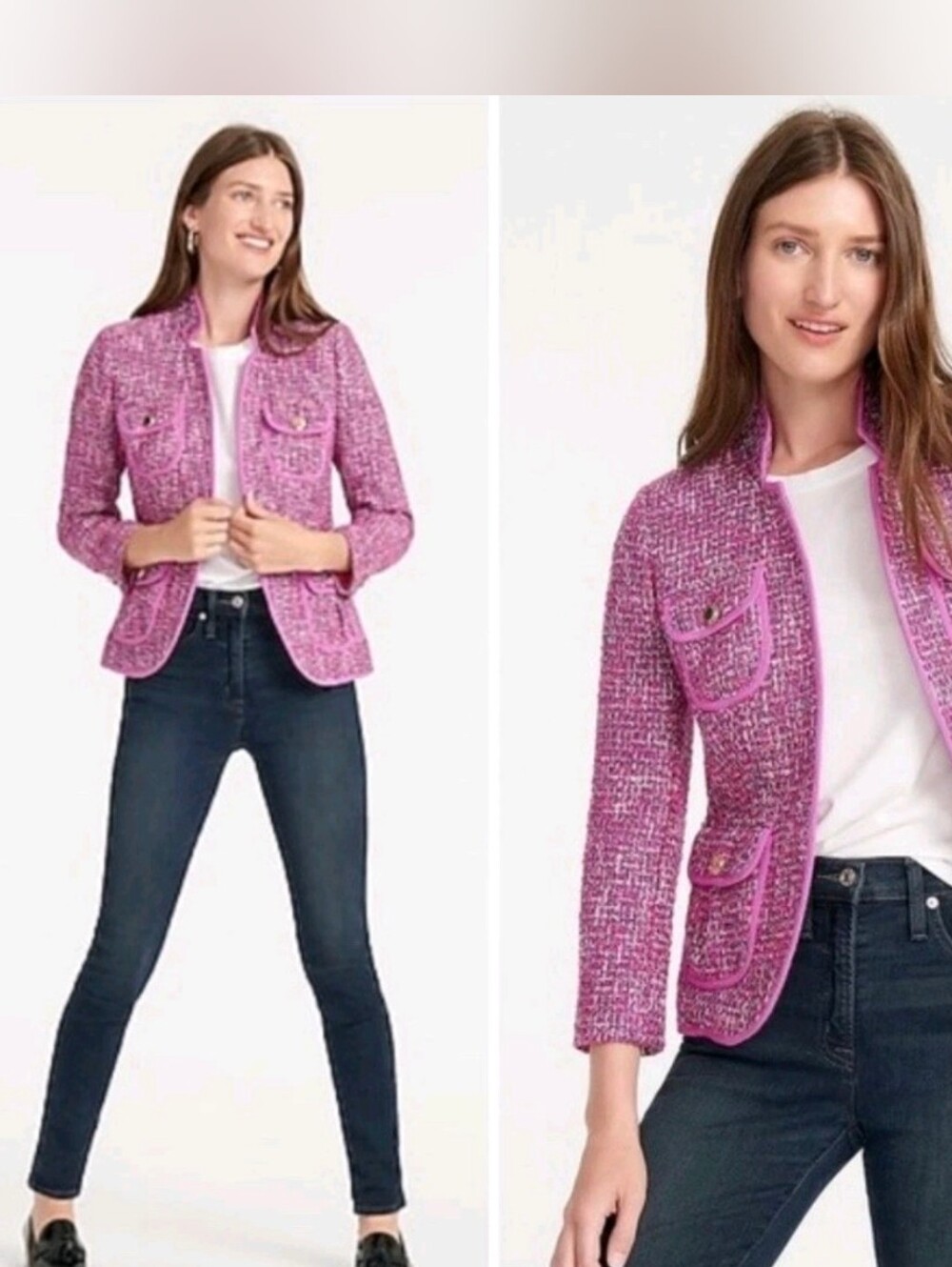 J.Crew NWT Italian Tweed Lady Jacket Blazer Pink Multicolor Size 8 - Picture 3 of 6